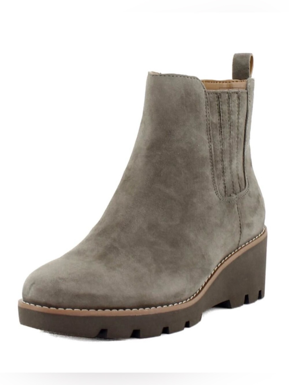 Vionic Women's Aria Water Repellent Wedge Boots Stone Suede